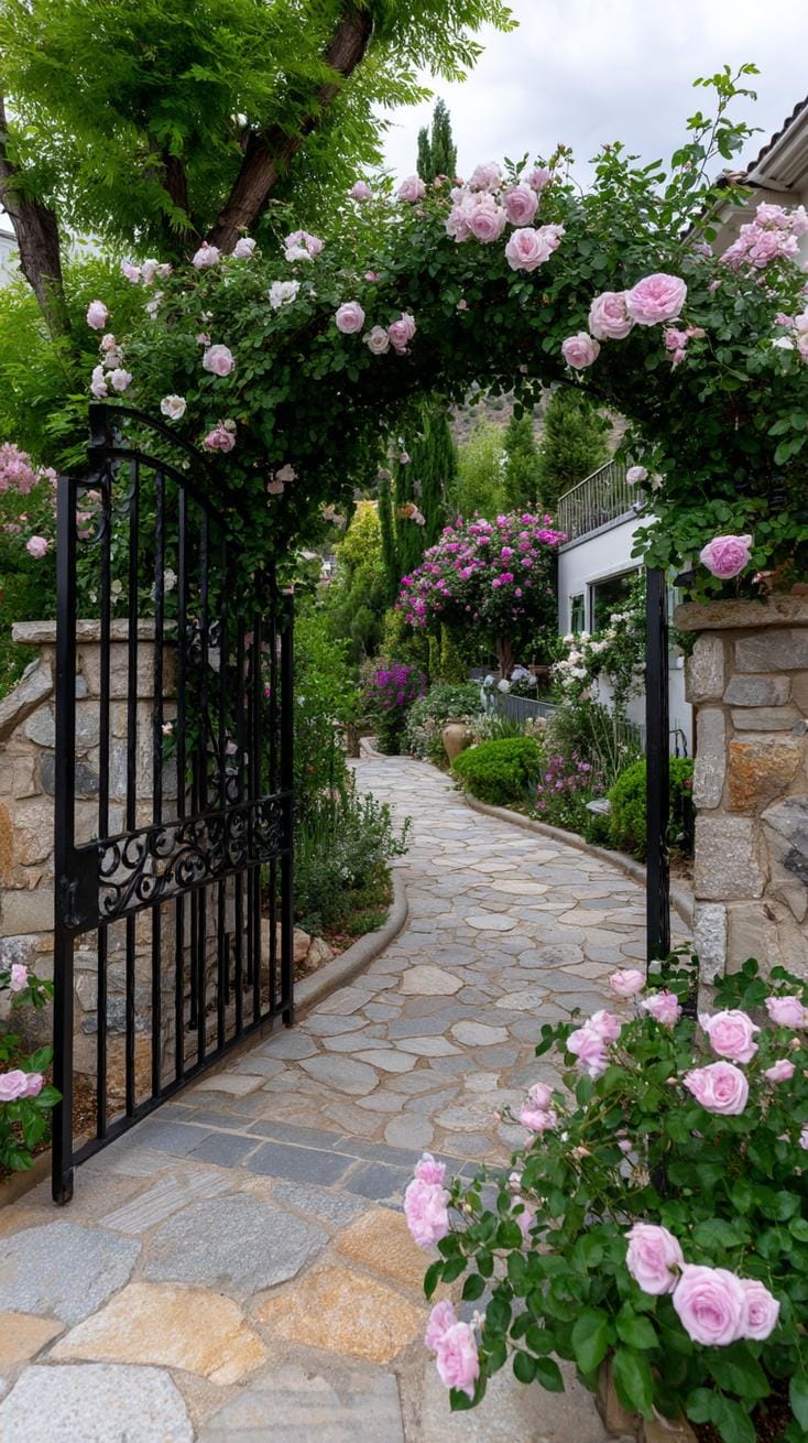 29 Vintage Garden Decor Ideas That Bring Rustic Charm Outdoors 110 27. Ornate vintage archway wrapped in flowering vines-1