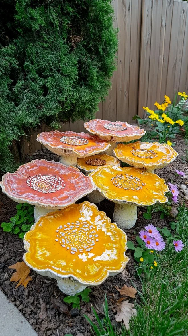 37 Whimsical Garden Ideas for a Magical Backyard 77 29. Oversized mushrooms in a flower fairy ring-1