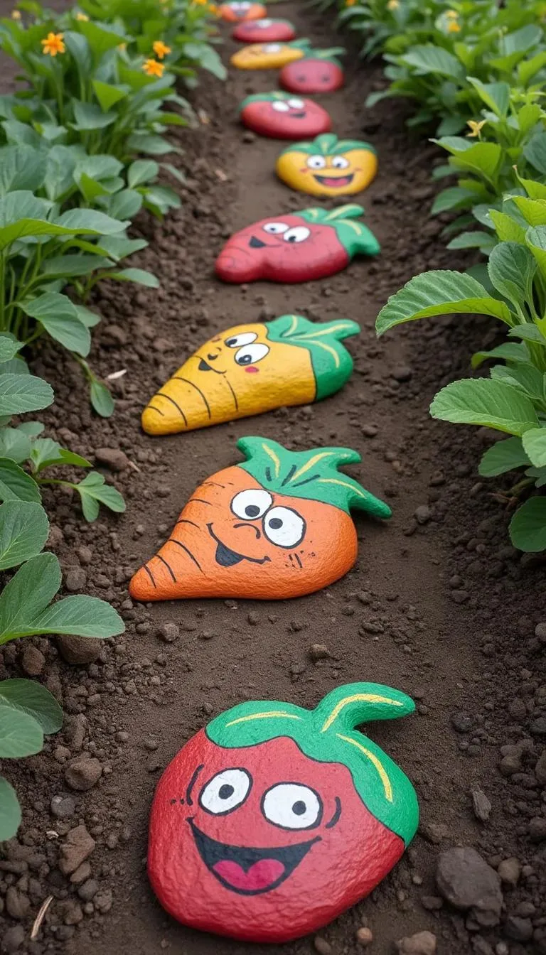 4. Painted rock vegetable markers for colorful garden labeling-1