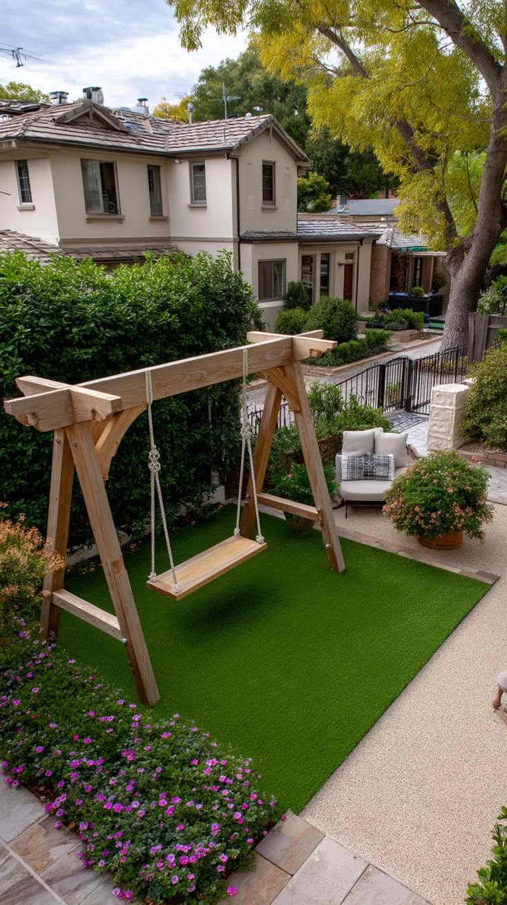 16. Playground area with swings under wooden pergola-1 16. Playground area with swings under wooden pergola-1
