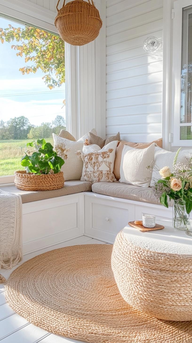 21. Porch with built-in storage benches and woven accents-0