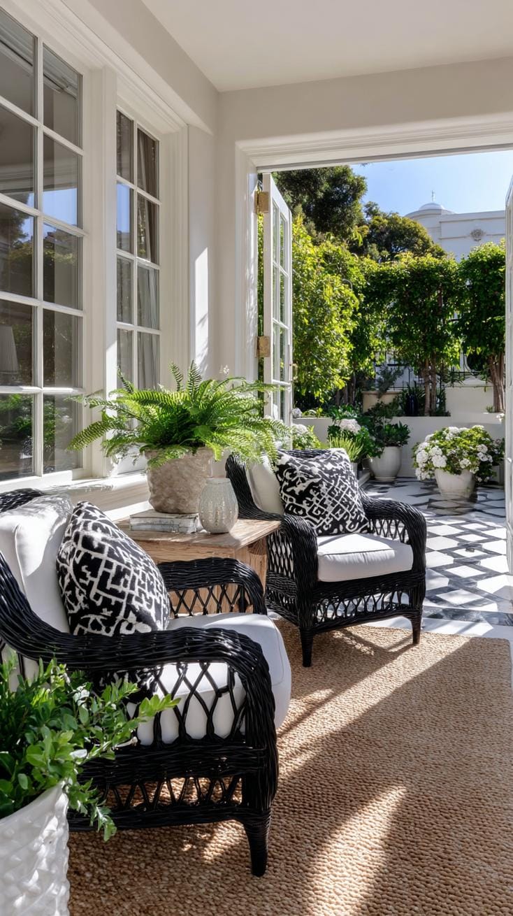 4. Porch with floor-to-ceiling windows and rattan chairs-0