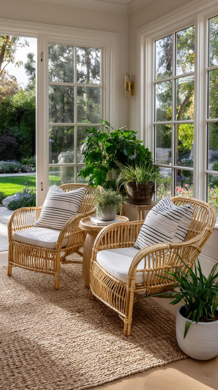 4. Porch with floor-to-ceiling windows and rattan chairs-1