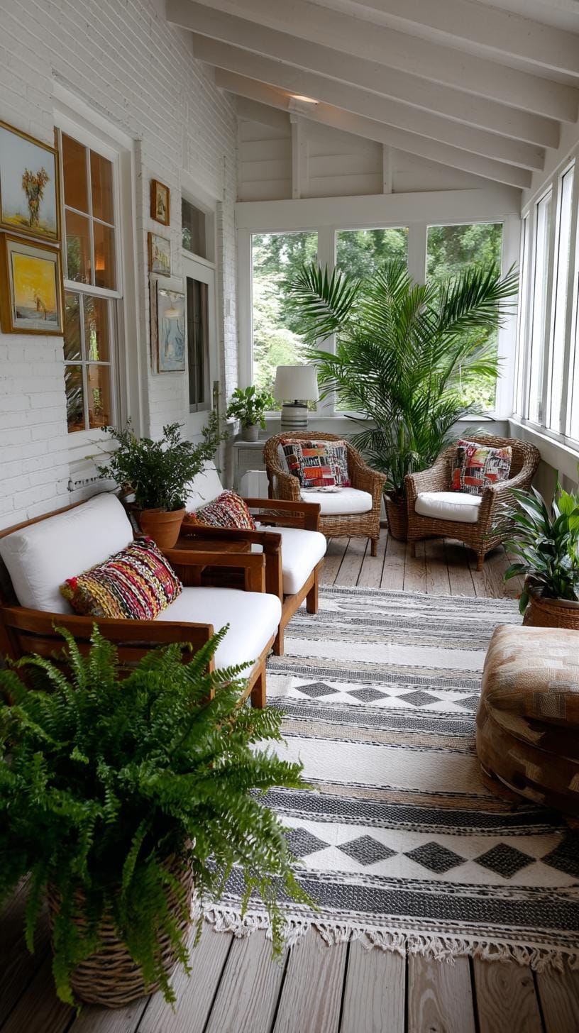 24. Porch with layered rugs and eclectic vintage gallery-1
