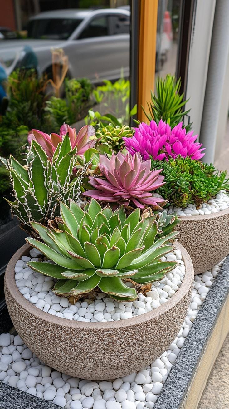 31 Rock Garden Ideas That Transform Any Outdoor Space 74 14. Potted plants nested into gravel and pebbles-2