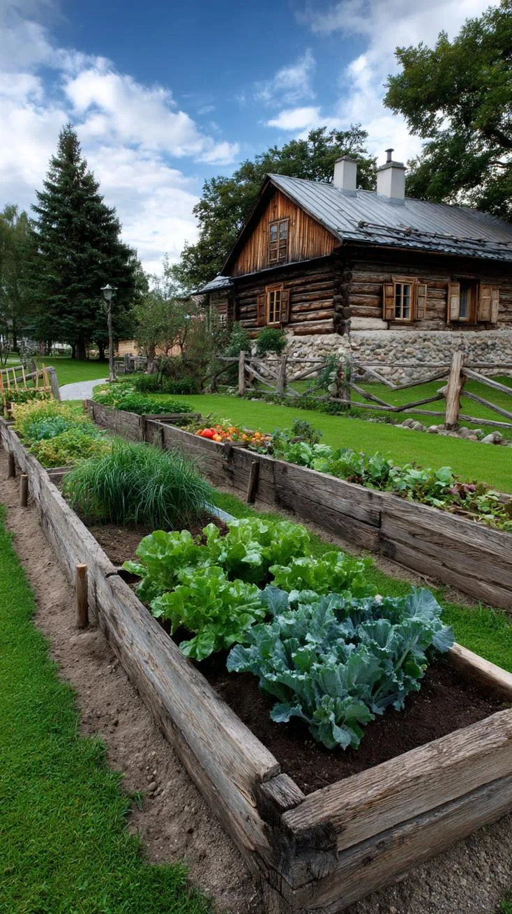 27 Charming Farmhouse Landscaping Ideas for a Beautiful Rustic Yard 49 18. Raised vegetable beds surrounded by farmhouse fencing-0