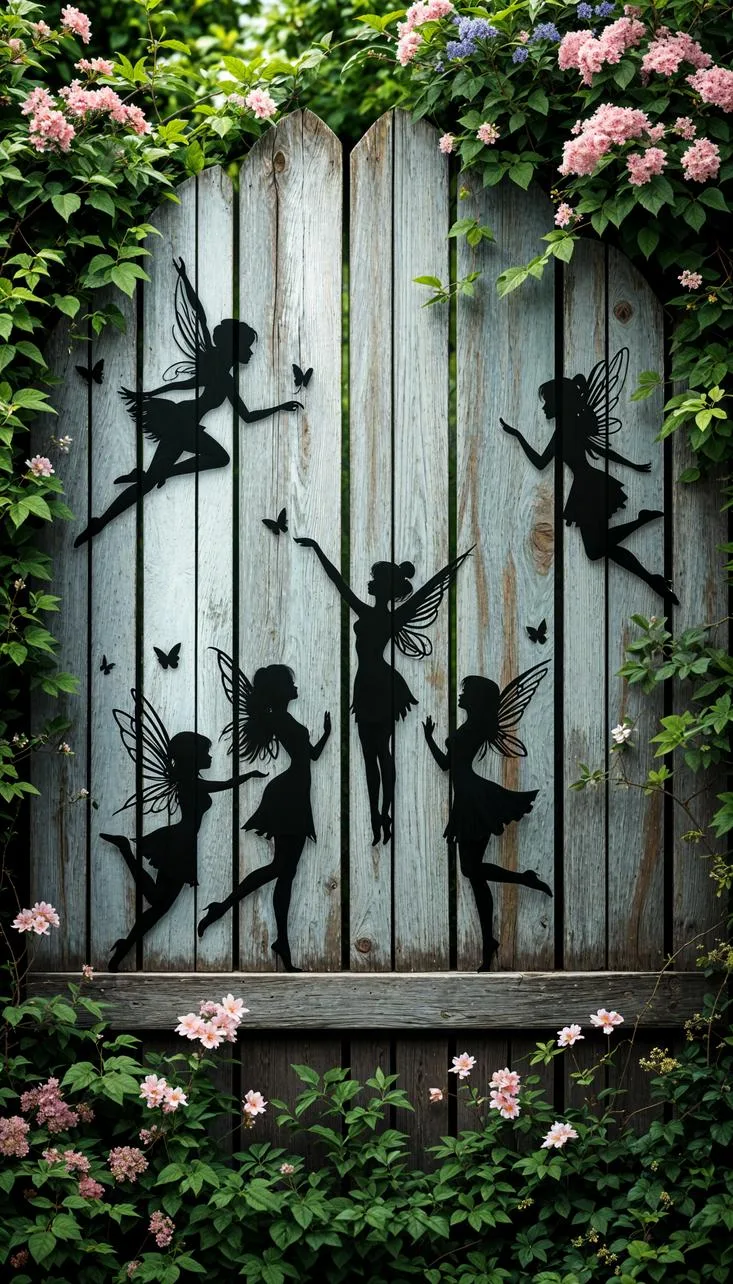 22. Reclaimed wood fence with fairy silhouettes-0