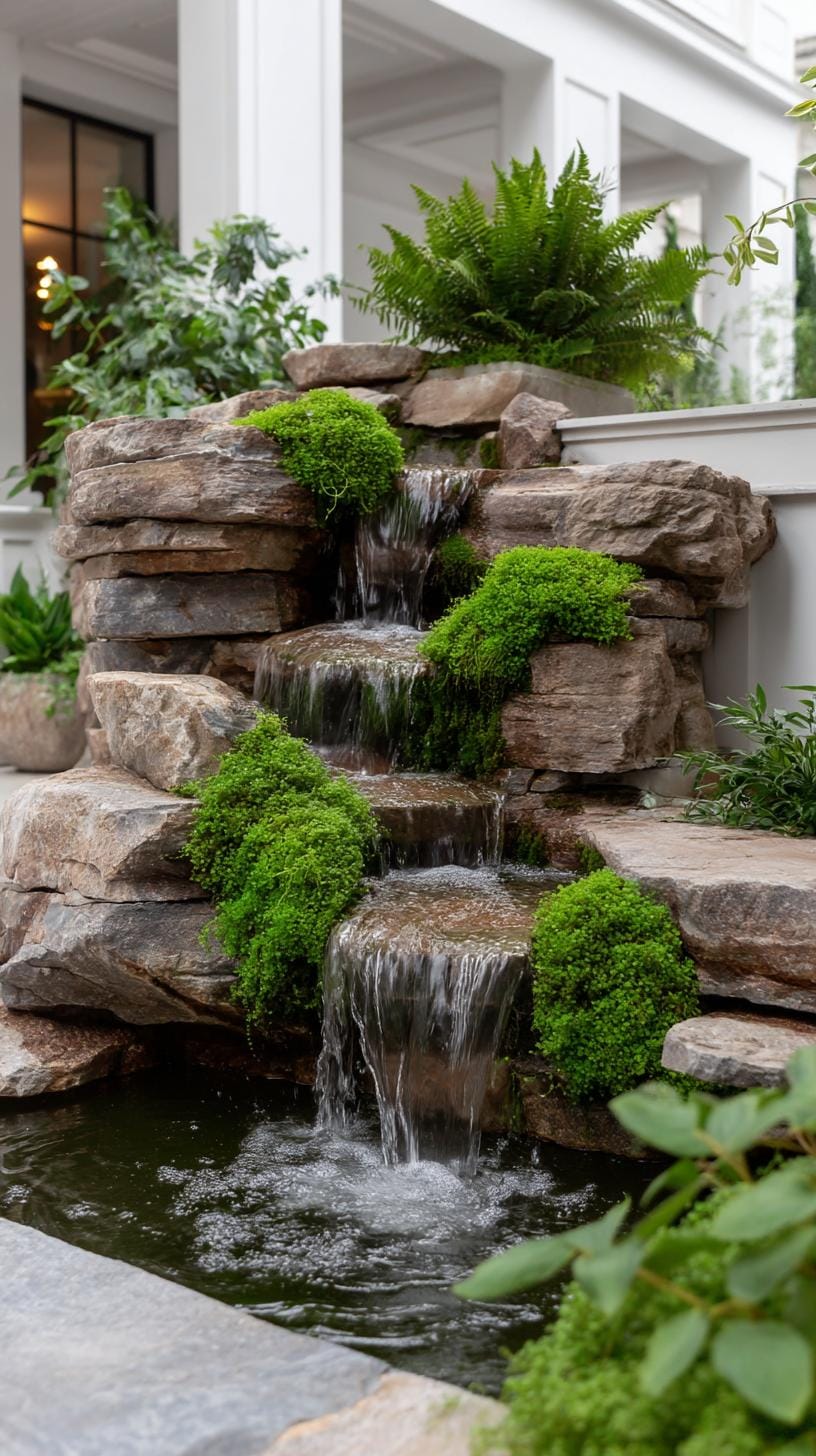 31 Rock Garden Ideas That Transform Any Outdoor Space 29 6. Rock waterfall illusion with creeping greenery-0