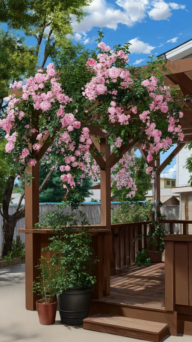 17. Rose-draped pergola opening to hidden garden-1