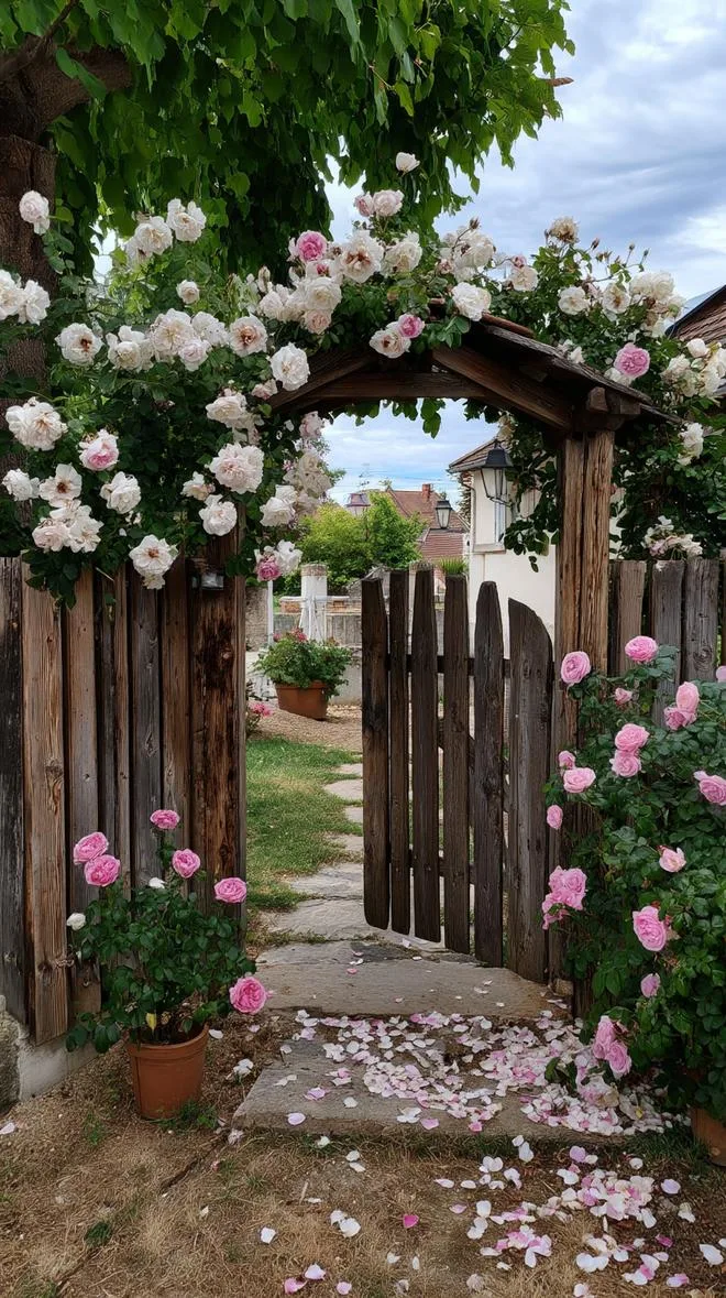 4. Rustic arch gate wrapped in climbing roses-0