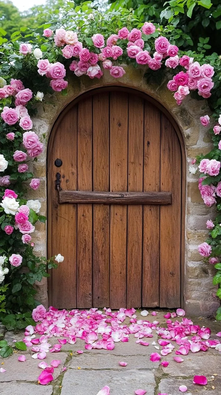 4. Rustic arch gate wrapped in climbing roses-1