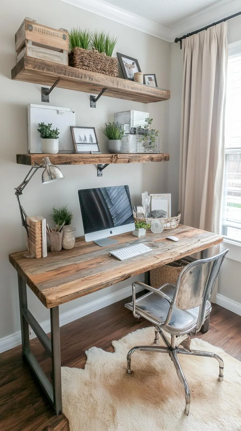 21. Rustic office with reclaimed wood desk and shelving-0
