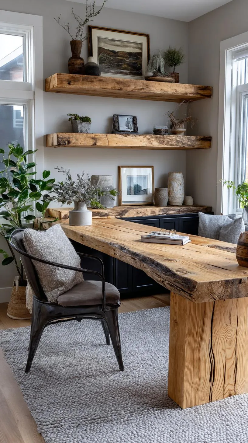 21. Rustic office with reclaimed wood desk and shelving-1