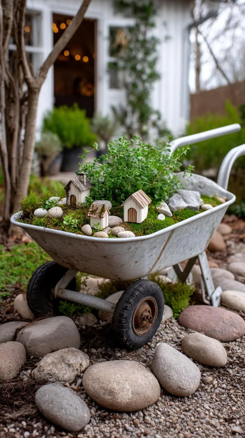 5. Rustic wheelbarrow converted into a fairy garden scene-1
