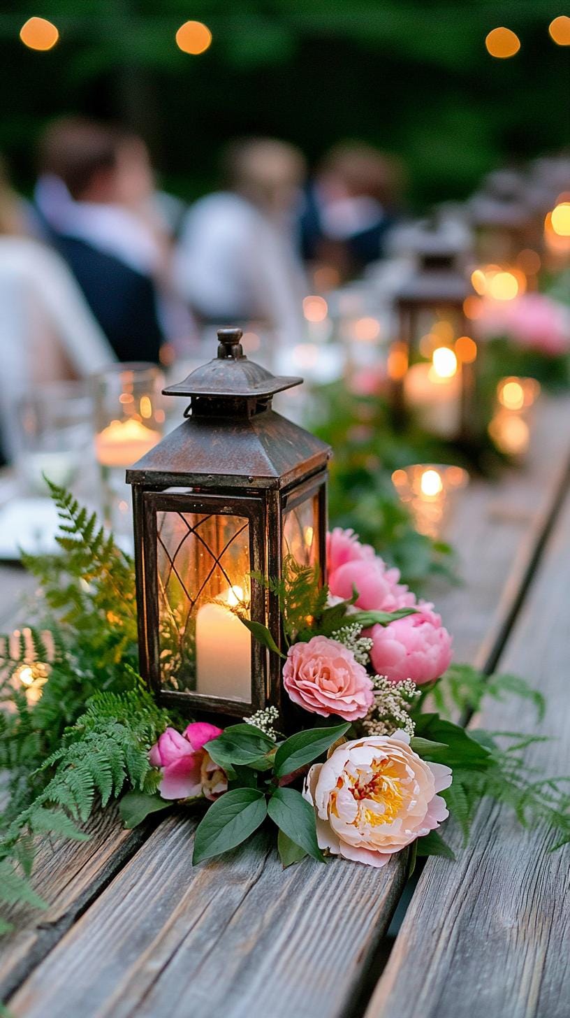 29 Vintage Garden Decor Ideas That Bring Rustic Charm Outdoors 35 8. Rusty lanterns used as floral centerpiece holders-2