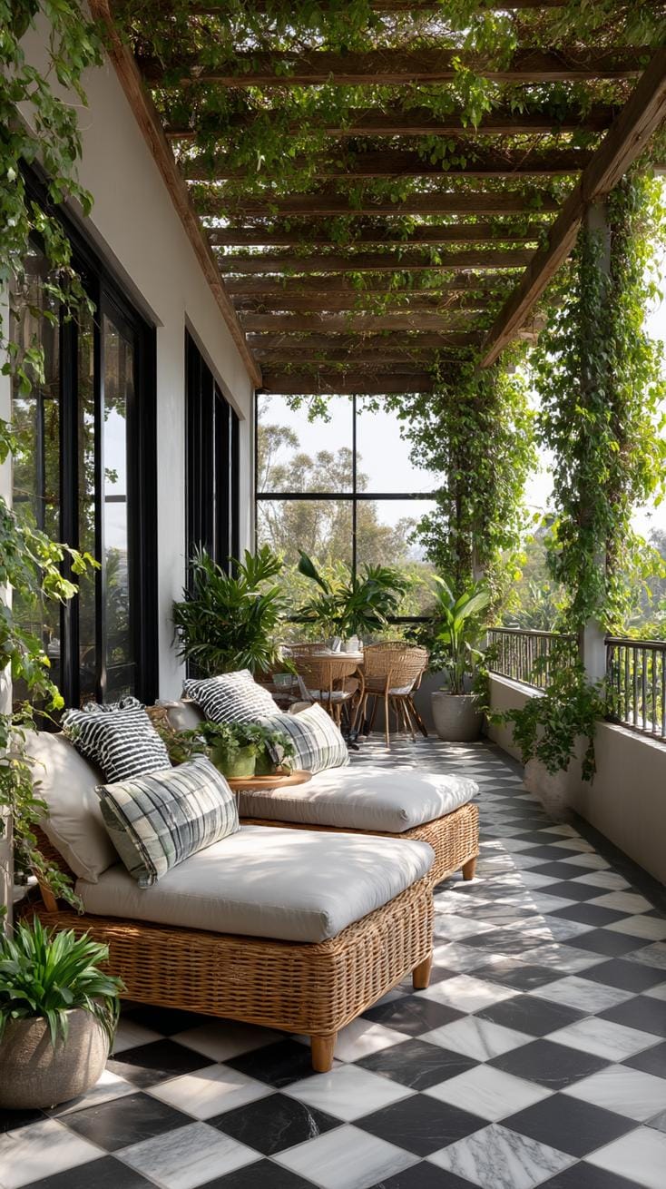 14. Screened-in side porch with bold tile floor-0
