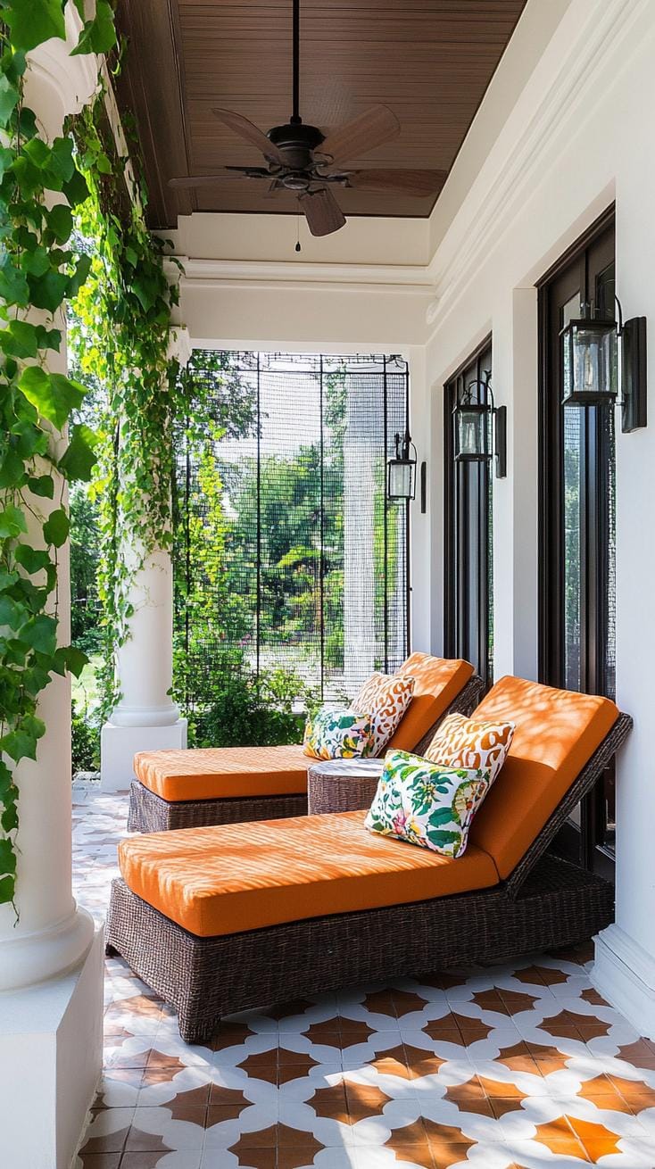 14. Screened-in side porch with bold tile floor-2
