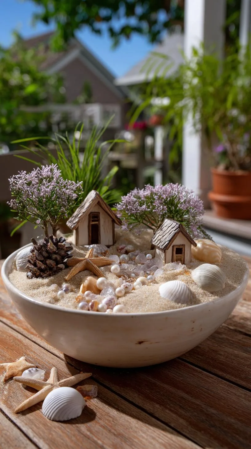 30. Seashell fairy garden with pearl accents in bowl-0