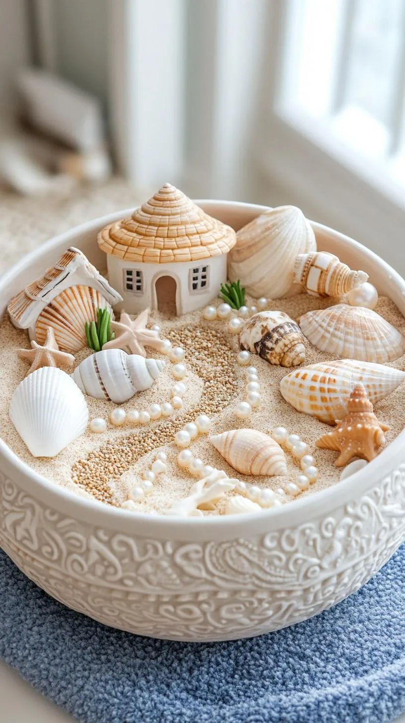 30. Seashell fairy garden with pearl accents in bowl-1