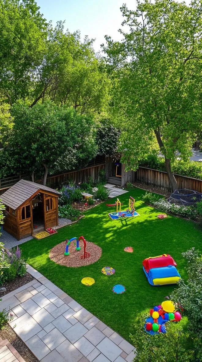 2. Sleek concrete patio surrounded by lush green lawn-0 2. Sleek concrete patio surrounded by lush green lawn-0