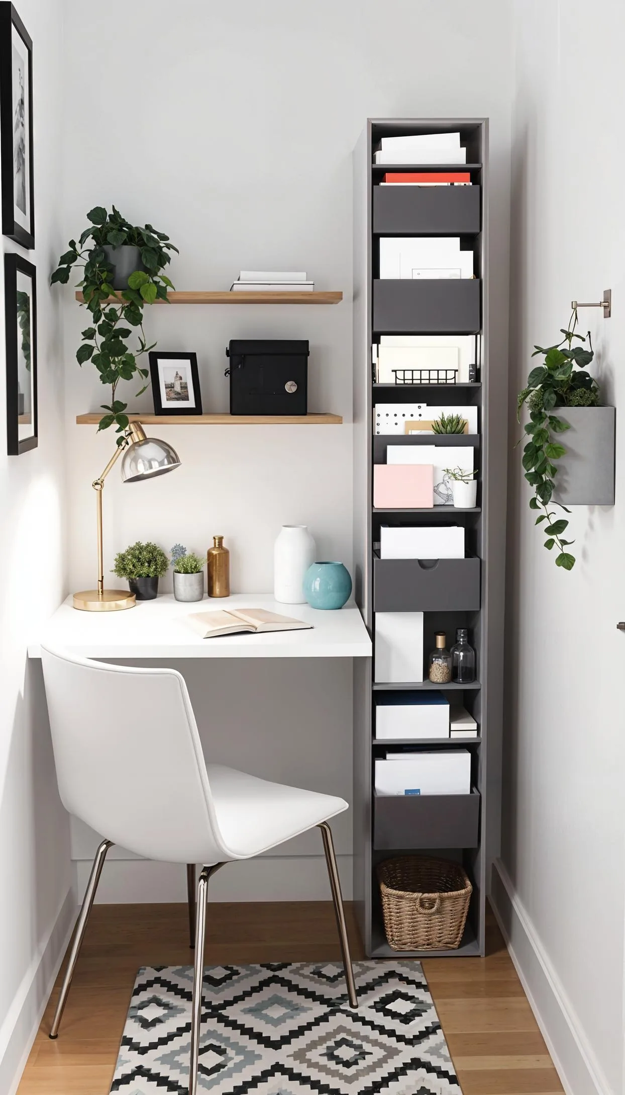 30. Small hallway desk area with vertical organizer-1