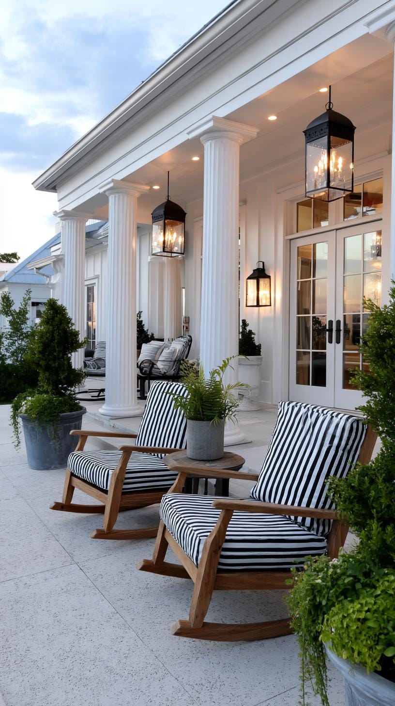 25. Southern-style porch with French doors and lanterns-0