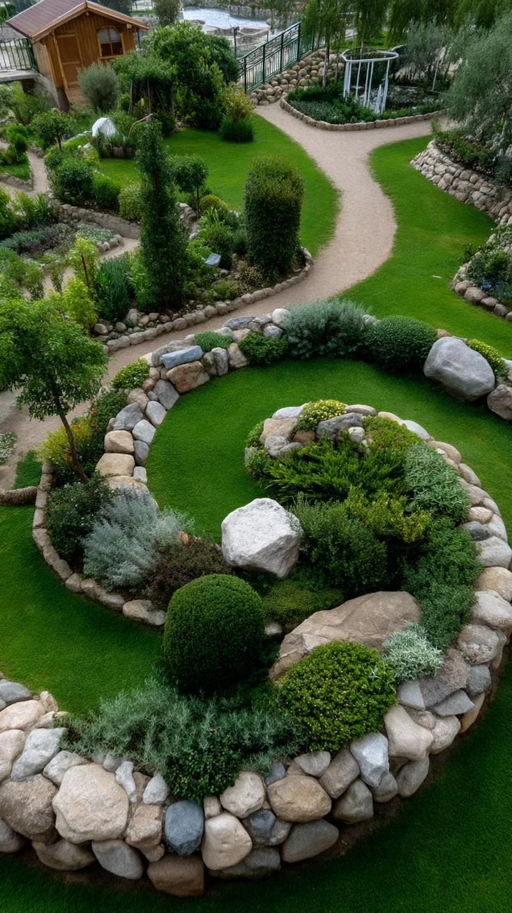 5. Spiral herb garden bordered with natural stones-1