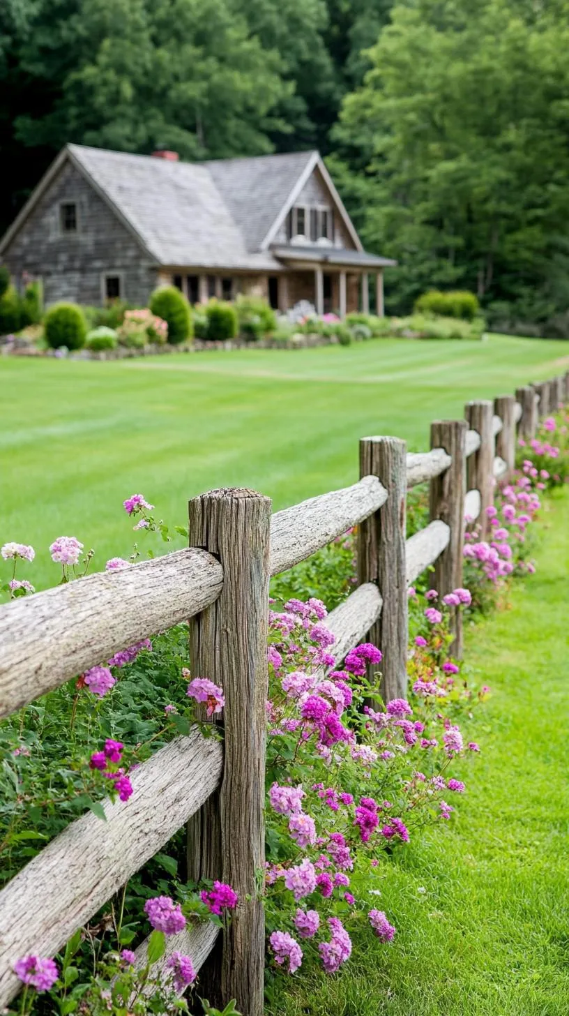 27 Charming Farmhouse Landscaping Ideas for a Beautiful Rustic Yard 75 27. Split-rail wooden fence wrapped in flowering vines-1