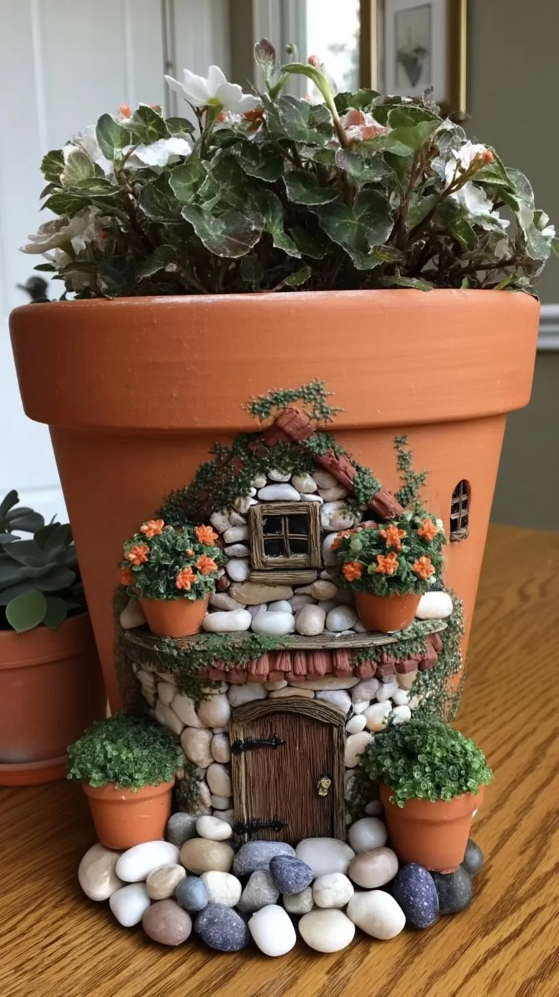 2. Stacked terra cotta pot fairy house tower-2