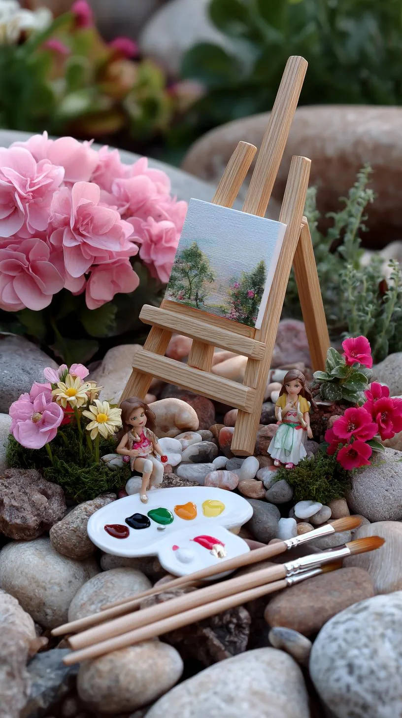 28. Tiny artist fairy garden with mini easel setup-1