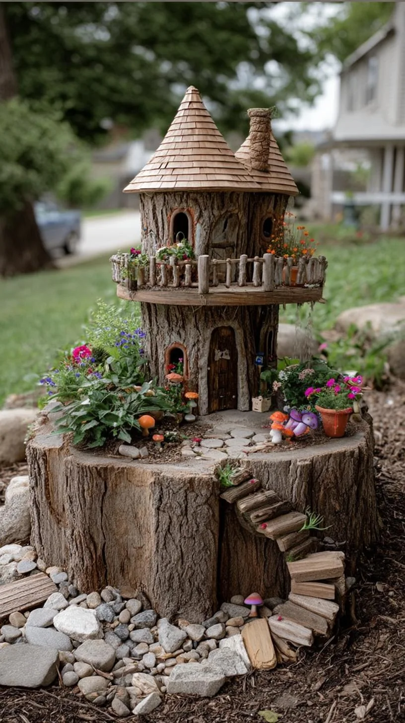 6. Tree stump with windows transformed into fairy house-3