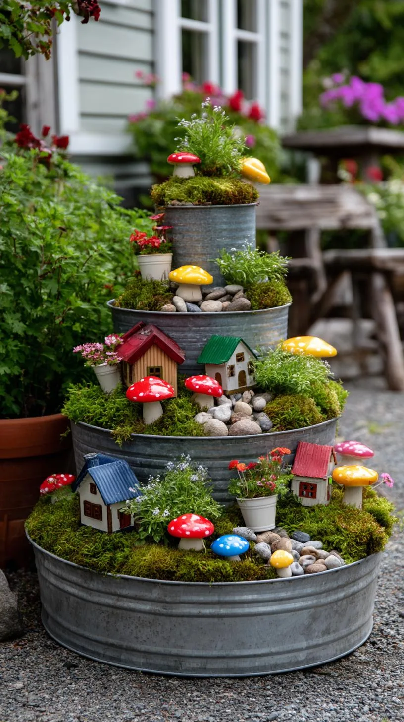 7. Vertical tiered basin fairy garden with moss layers-1
