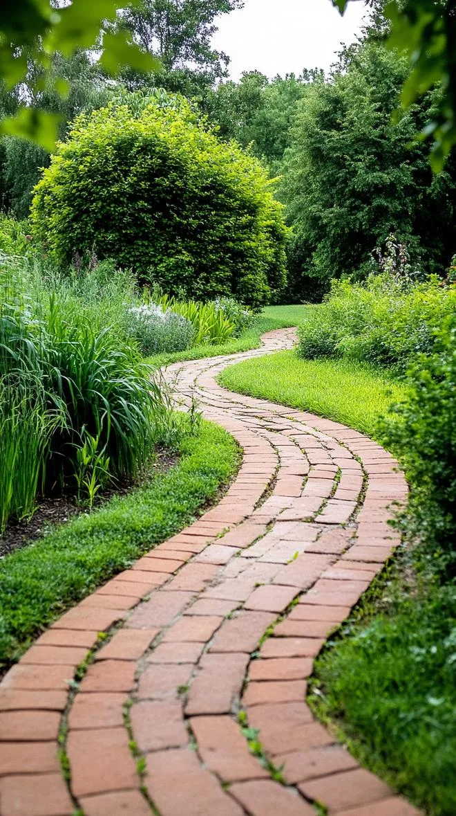 6. Vine-draped brick pathway leading to mystery-0