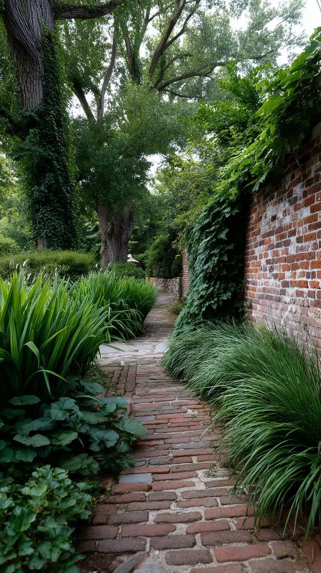 6. Vine-draped brick pathway leading to mystery-1