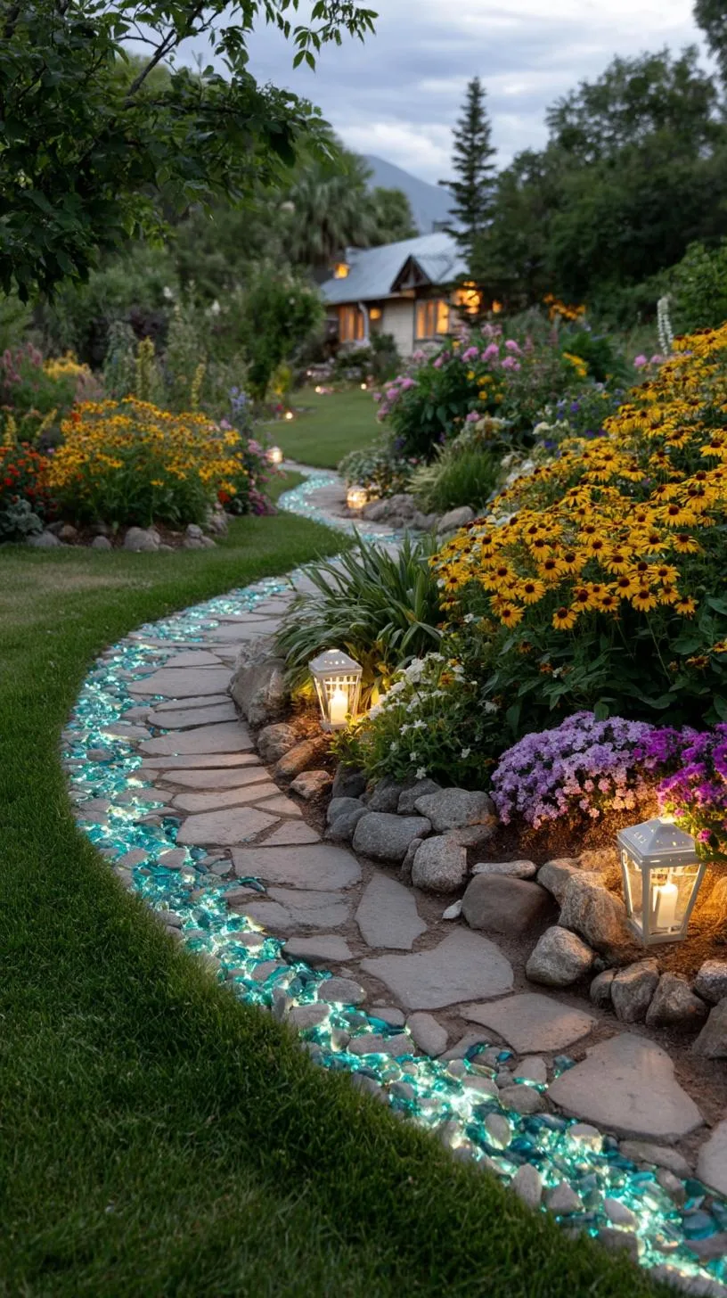 37 Whimsical Garden Ideas for a Magical Backyard 83 32. Whimsical pathways edged with glowing pebbles-0