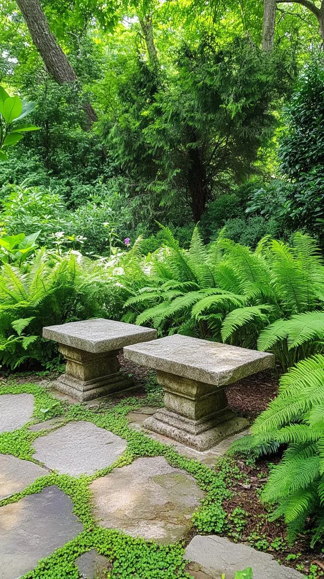 21. Wild fern oasis around rustic stone benches-0