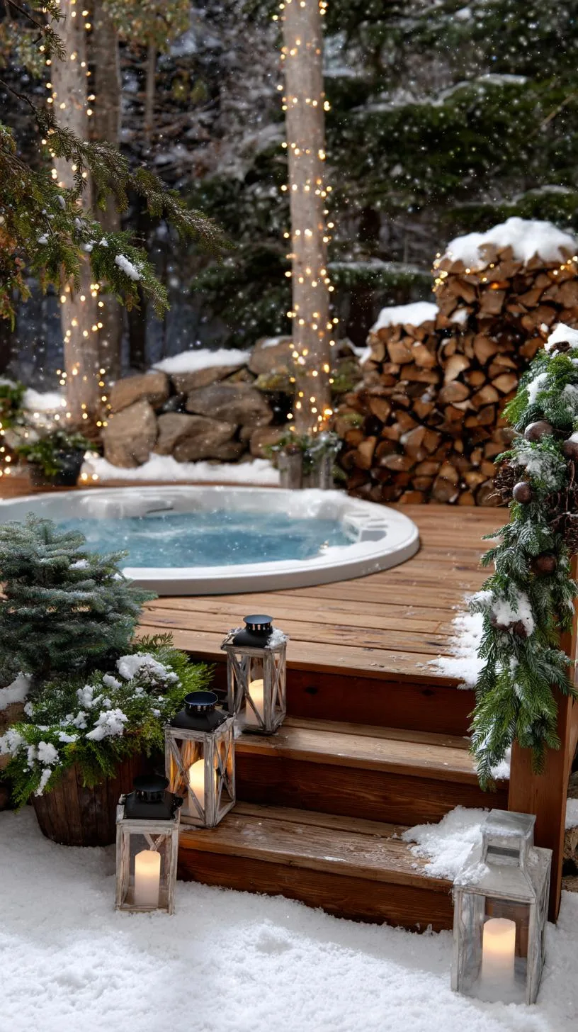 31 Best Hot Tub Ideas for the Ultimate Backyard Escape 146 26. Winter hot tub escape with snow and firewood decor-0