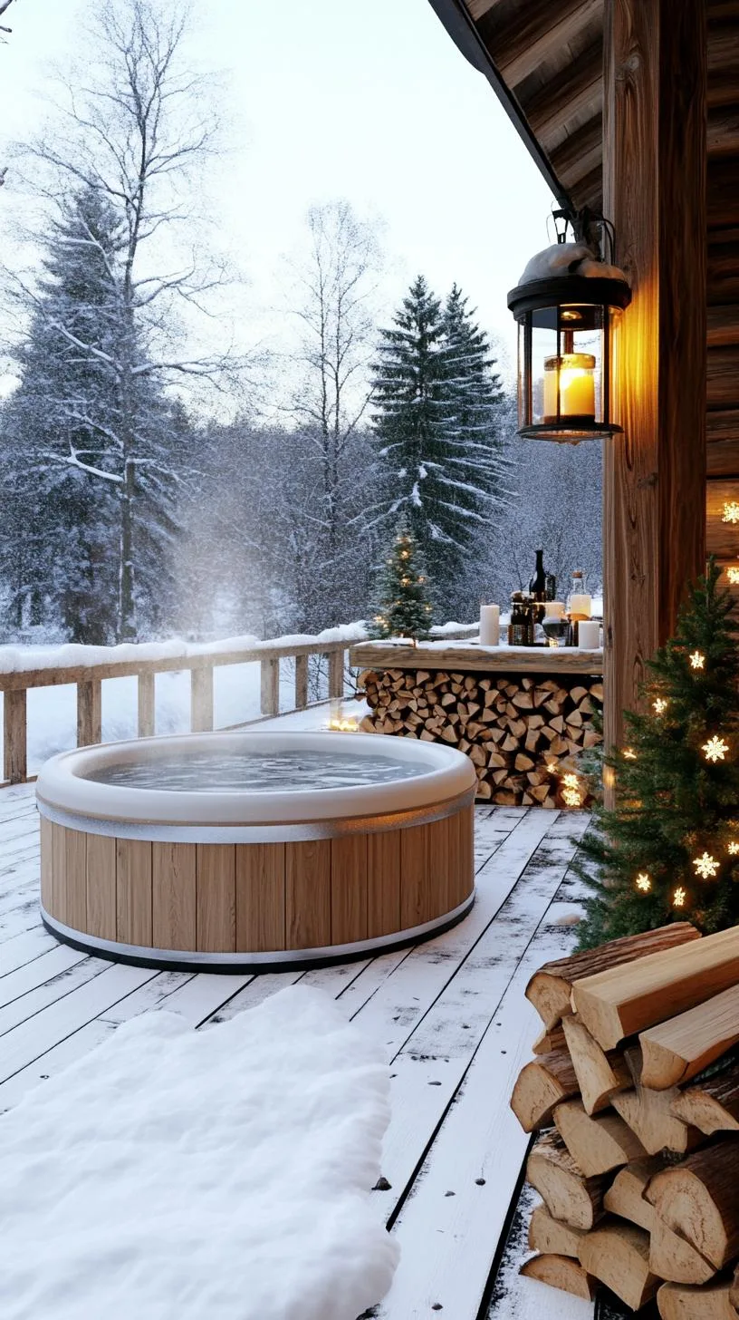 31 Best Hot Tub Ideas for the Ultimate Backyard Escape 147 26. Winter hot tub escape with snow and firewood decor-1
