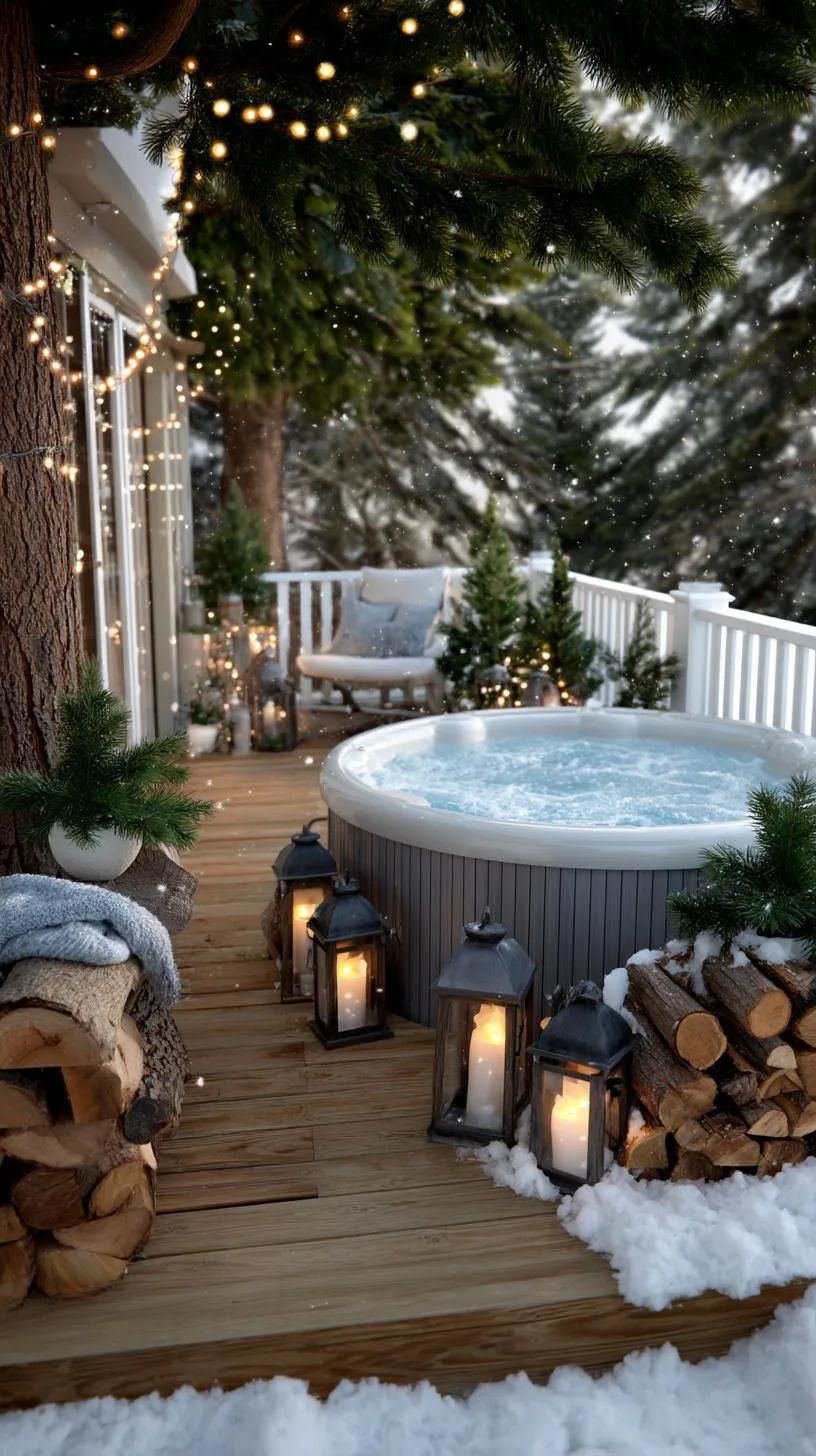 31 Best Hot Tub Ideas for the Ultimate Backyard Escape 148 26. Winter hot tub escape with snow and firewood decor-2