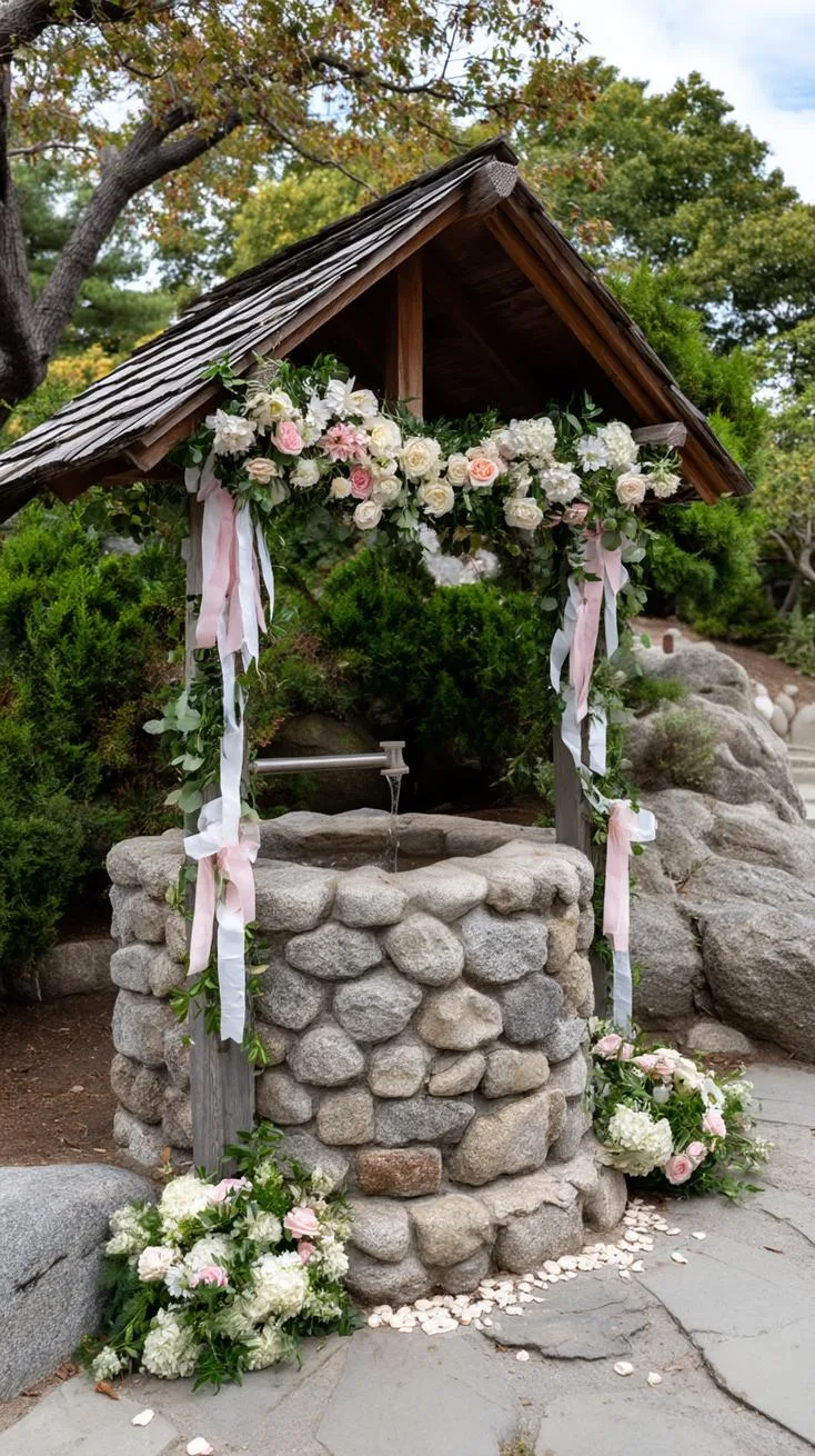 23. Wishing well adorned with pastel blooms-2