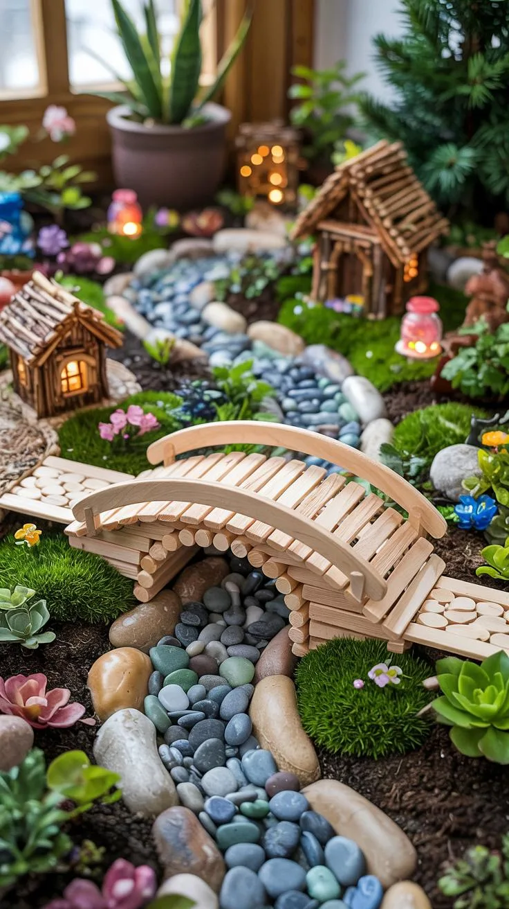 24. Wooden bridge over pebbled stream in fairy setup-1