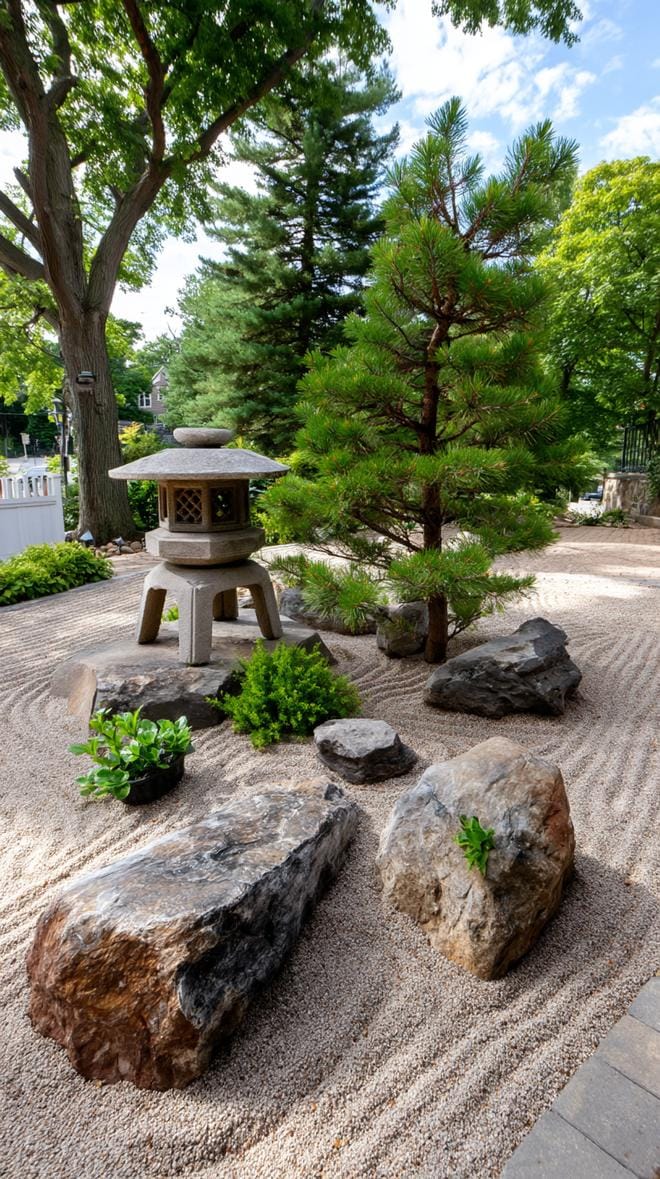 31 Rock Garden Ideas That Transform Any Outdoor Space 134 28. Zen garden with sculpted gravel and stone lanterns-0