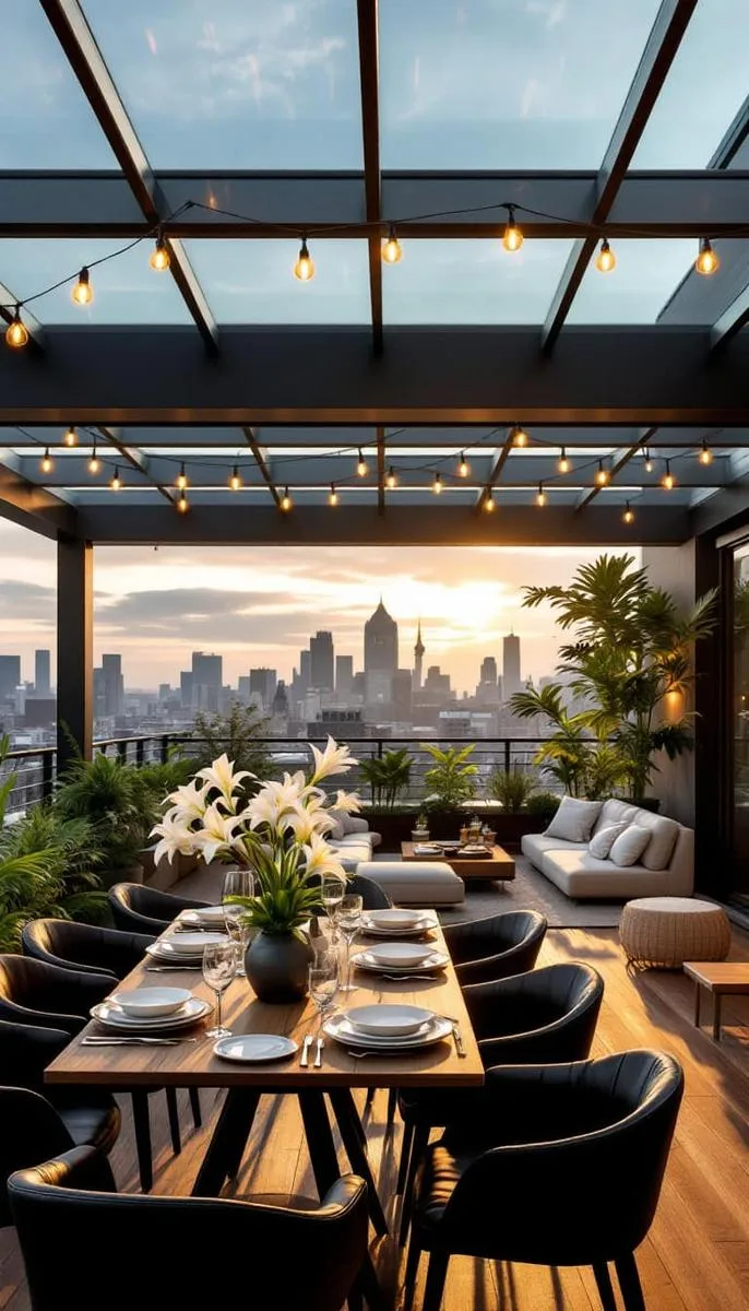 alfresco dining zone under a glass-covered patio roof 1