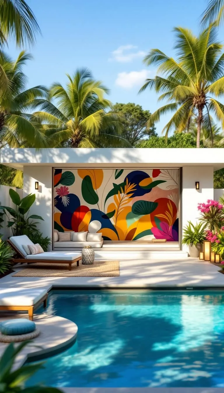 artistic mural-painted cabana for a statement backyard feature 1