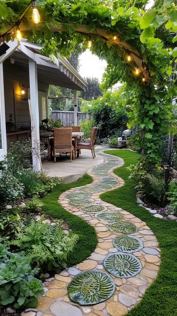 artistic stepping stones with pressed fern designs 1
