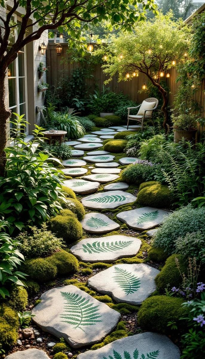 artistic stepping stones with pressed fern designs 1