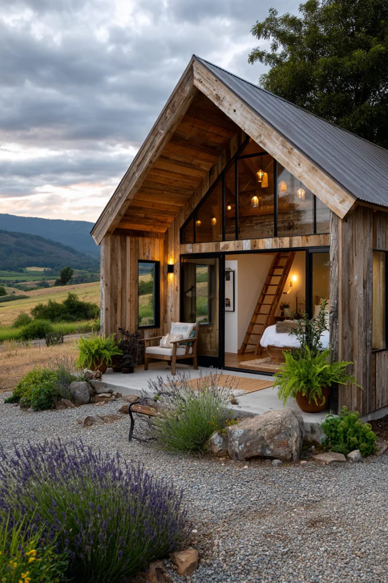 21 Small Barn House Designs with Modern Rustic Charm 30 barn house with open loft and front glass wall 1