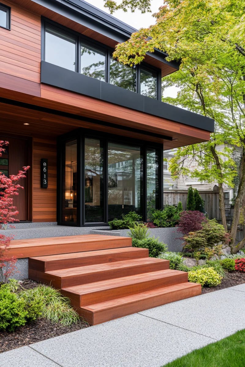 bold geometric house numbers on a sleek ranch facade 1