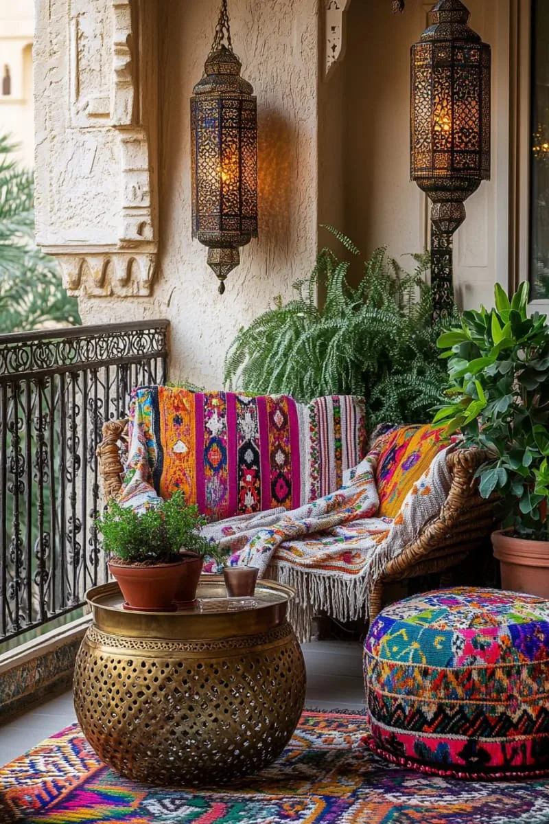 colorful moroccan poufs and patterned throws for a vibrant retreat 1