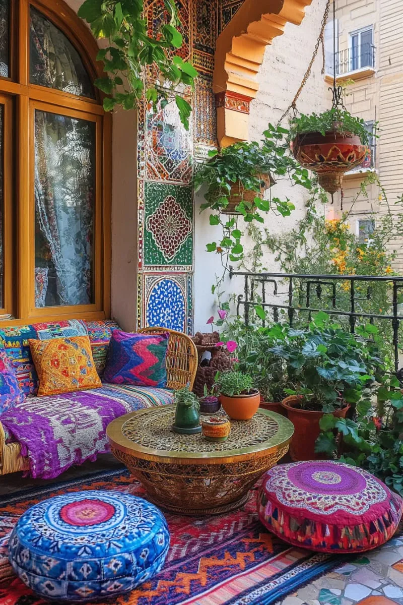 colorful moroccan poufs and patterned throws for a vibrant retreat 1